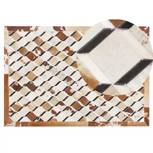 Beliani Dywan patchwork skórzany 140 x 200 cm brązowy SERINOVA - Dywany - miniaturka - grafika 1