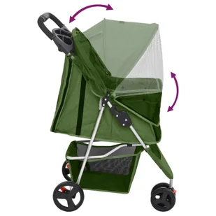 Składany wózek dla psa, zielony, 80x46x98 cm, tkanina Oxford Lumarko! - Sprzęt podróżny i transportery dla psów - miniaturka - grafika 7