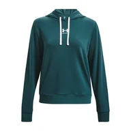Koszulki i topy damskie - Damska Koszulka z długim rękawem UNDER ARMOUR RIVAL TERRY HOODIE 1369855-716 – Zielony - miniaturka - grafika 1