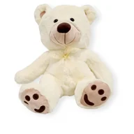 Maskotki i pluszaki - Miś pluszowy klasyczny na roczek chrzest urodziny 50 cm Biały - miniaturka - grafika 1