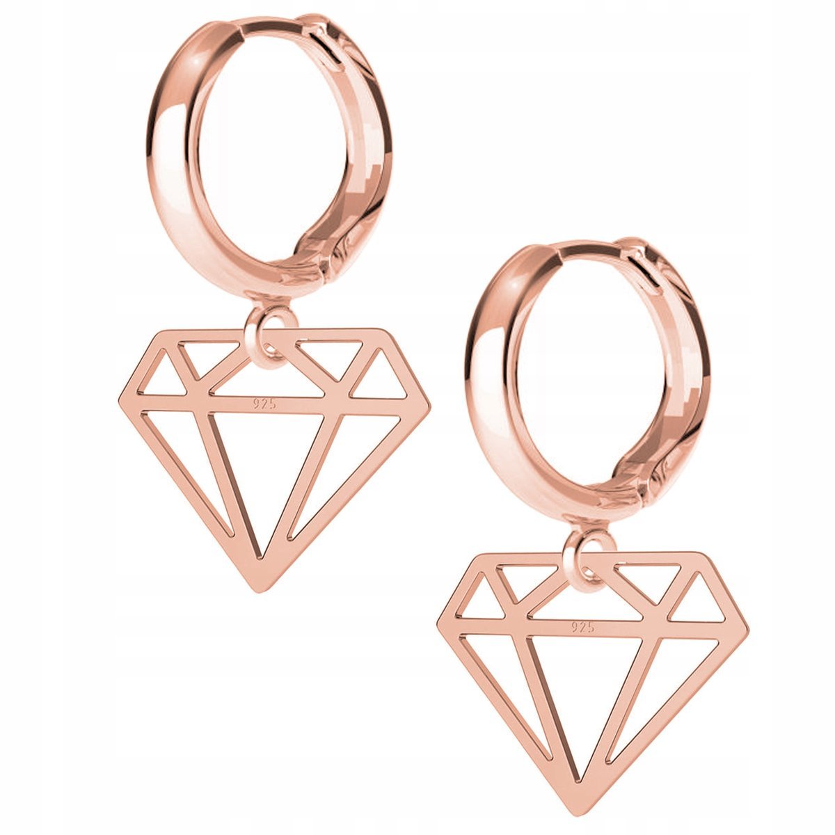 Kolczyki Diament Diamencik różowe złoto 925