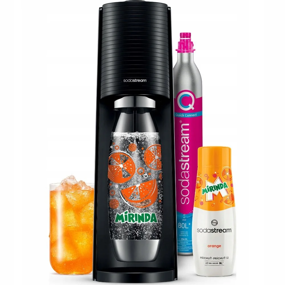 SATURATOR DO WODY SODASTREAM TERRA CZARNY MIRINDA EDITION 1 BUTELKA + SYROP