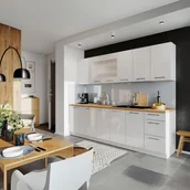 Meble kuchenne - Zestaw Mebli Kuchennych MONTANA 260 x 180 cm Biały połysk Nowoczesny - miniaturka - grafika 1