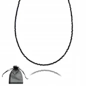 Naszyjniki - Czarny Turmalin faset 2mm Naszyjnik Choker Srebrne Zapięcie 925 dł. 45cm - miniaturka - grafika 1