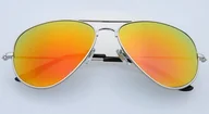 Okulary przeciwsłoneczne - Okulary Pilotki srebrno pomarańczowe aviator przeciwsłoneczne 2163d - miniaturka - grafika 1