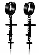 Kolczyki - Okrągłe Kolczyki Do Uszu Z Krzyżykiem Ze Stali Nierdzewnej - miniaturka - grafika 1