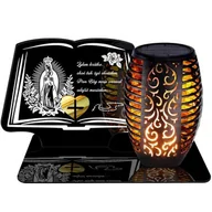 Lampiony i znicze - ZNICZ SOLARNY LED WIECZNY PODSTAWKA NA CMENTARZ GRÓB Księga EFEKT PŁOMIENIA - miniaturka - grafika 1