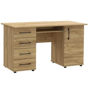 Komputerowe Duże Biurko Proste Na Kluczyk Dąb Craft Galapi 4X - Biurka - miniaturka - grafika 1