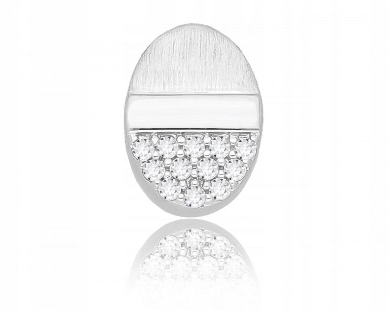 Zawieszka srebrna damska owalna z cyrkoniami 925