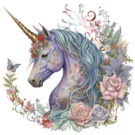 Pasmanteria - Naprasowanka Jednorożec kwiaty art sztuka 15 - miniaturka - grafika 1
