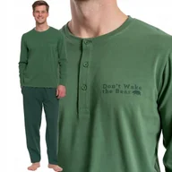 Piżamy damskie - PIŻAMA MĘSKA ROZPINANA BAWEŁNIANA Z DŁUGIM RĘKAWEM SUPER NADRUK MORAJ 3XL GREEN - miniaturka - grafika 1