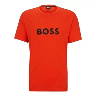 BOSS Męski T-shirt RN z bawełny ekologicznej z dużym logo, -821 Jasny pomarańczowy, L - Koszulki męskie - miniaturka - grafika 1