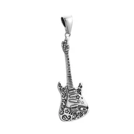 Wisiorki - Srebrny wisiorek zawieszka na łańcuszek oksydowany gitara pr925 - miniaturka - grafika 1