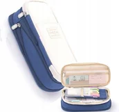 Piórniki - Piórnik Szkolny Saszetka Jednokomorowy Poszerzany Organizer Granatowy - miniaturka - grafika 1