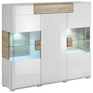 Komody - Komoda BALLADE kolor biały styl nowoczesny hakano - FURNITURE/DPCABINET/HEL/BALLADE/WHITE+OAKSR/H3DO1D - miniaturka - grafika 1