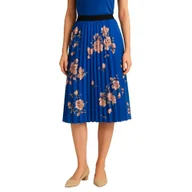 Spódnice - Spódniczka plisowana chabrowa w róże - miniaturka - grafika 1