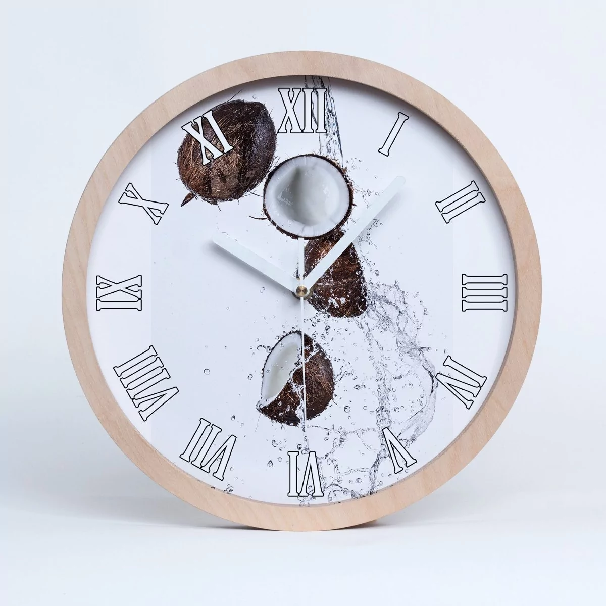 Rzymski cichy drewniany zegar kokos z wodą fi 30, Tulup