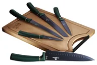 Noże - Komplet 5 zielonych noży z bambusową deską do krojenia M0-D49 - miniaturka - grafika 1