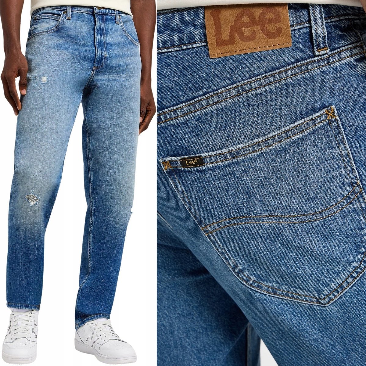 Lee OSCAR Wicked Summer DżINS luźne zwężane spodnie jeansowe dziury W33 L30