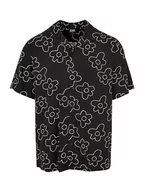 Koszule męskie - Urban Classics Men Viscose AOP Resort Shirt, koszula męska, dostępna w wielu różnych kolorach, rozmiary XS-5XL, czarny kwiat, XXL - miniaturka - grafika 1