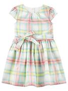 Sukienki i spódniczki dla dziewczynek - Carter's Sukienka w kolorze jasnozielono-różowo-turkusowym ze wzorem - miniaturka - grafika 1