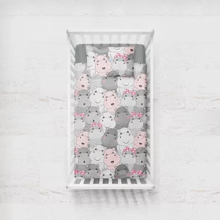 Pościel bawełniana BĄBELKOWO-HIPPO 100x135+40x60 - Pościel dla dzieci - miniaturka - grafika 1
