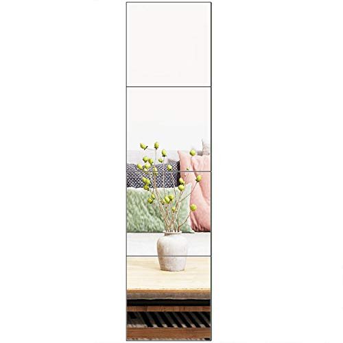 Ruomeng Płytki lustrzane o pełnej długości – 30 cm x 4 szt. bezramowe lustro ścienne zestaw lusterek do makijażu do domu siłowni toaletki sypialni, salonu