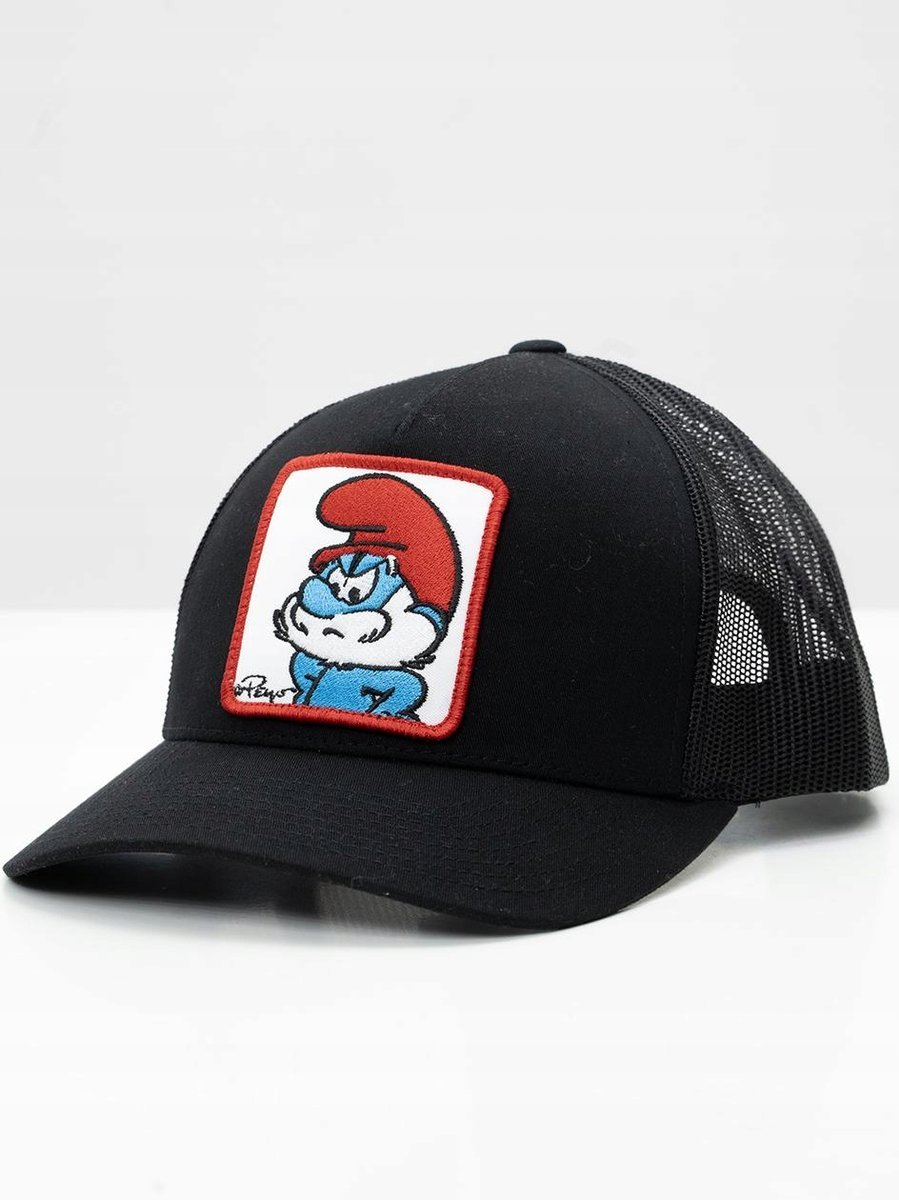 CZAPKA Z DASZKIEM TRUCKER MĘSKA DAMSKA Czarna Smerfy Papa Smerf Patch uni