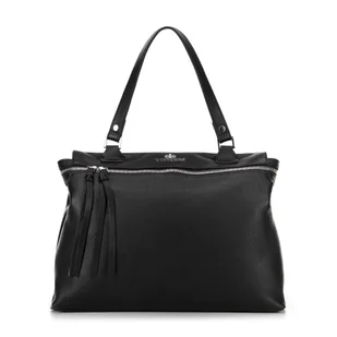 Damski kuferek ze skóry naturalnej czarno - srebrny - Torebki damskie - miniaturka - grafika 1