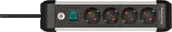 Przedłużacze i rozgałęźniki - Brennenstuhl 1391030400 rozgałęziacz 1,8 m 4 x gniazdo sieciowe Wewnętrzna Czarny, Srebrny - miniaturka - grafika 1