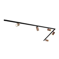Lampy sufitowe - QAZQA Nowoczesny system szynowy z 5 reflektorami, ciemny brąz, 1-fazowy GU10 70mm - Iconic Jeana Luxe - miniaturka - grafika 1