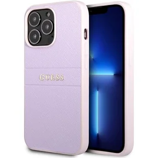 Guess GUHCP13LPSASBPU iPhone 13 Pro / 13 6,1" purpurowy/purple Saffiano Hot Stamp & Metal Logo - Etui i futerały do telefonów - miniaturka - grafika 1