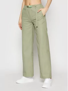 Spodnie damskie - Converse Spodnie materiałowe Wide Leg Woven 10020315-A05 Zielony Relaxed Fit - grafika 1