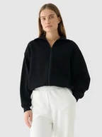 Bluzy sportowe damskie - Damska bluza rozpinana bez kaptura 4F 4FRAW24TSWSF1789 - czarna - miniaturka - grafika 1