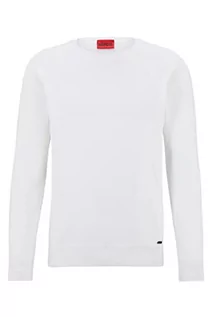 Bluzy męskie - HUGO Męska bluza z dzianiny Srudi White100, L, White100, L - grafika 1