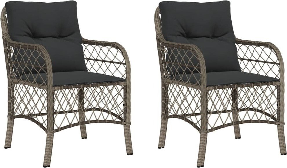 vidaXL Krzesła ogrodowe z poduszkami 2 szt. Szary polirattan