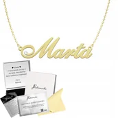 Łańcuszki - ZŁOTY NASZYJNIK Z IMIENIEM MARTA ŁAŃCUSZEK SREBRO 925 PREZENT DEDYKACJA - miniaturka - grafika 1