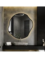 Lustra - Lustro o organicznym kształcie w ramie z podświetleniem - CYRKON W RAMIE LED, CYRKON: 60X63 - miniaturka - grafika 1