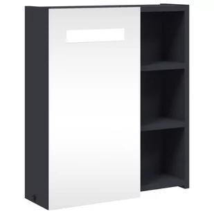 Szafka łazienkowa z lustrem i LED, szara, 45x13x52 cm Lumarko! - Toaletki - miniaturka - grafika 3