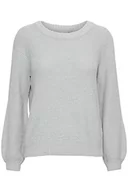 Swetry damskie - ICHI Damski sweter IHNOELLE LS, 200317/jasnoszary melanż, XL - miniaturka - grafika 1