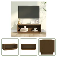 Szafki RTV - The Living Store szafka pod telewizor miodowy brąz 90x35x35 cm lite drewno sosnowe - miniaturka - grafika 1