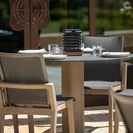 Lampy ogrodowe - LES JARDINS Solarna lampa stołowa LED Tekura z drewna teak - miniaturka - grafika 1