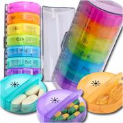 Akcesoria medyczne - Pojemnik kasetka pudełko na leki tygodniowe 2 przegródki na dobę cylinder - miniaturka - grafika 1