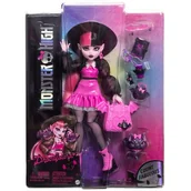 Plecaki - Monster High Draculaura Lalka podstawowa + zwierzątko Hrabia Nietoperz Wspaniały i akcesoria takie jak plecak, księga zaklęć i śniadaniówka, HRP64 - miniaturka - grafika 1