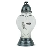 Lampiony i znicze - Znicz dla Mamy 38 cm Srebrny DP739 Znicz Serce z Dedykacja dla Mojej Kochanej Mamy z Wkładem - miniaturka - grafika 1