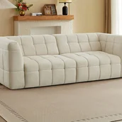 Sofy i kanapy - Kanapa 3-osobowa z elektrycznym wysuwanym siedziskiem i beżową tapicerką - NELOSA - miniaturka - grafika 1