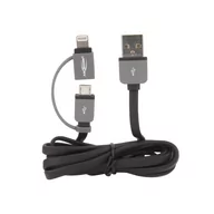 Kable USB - Ansmann Kabel USB 2.0 1700-0037 [1x Złącze męskie USB 2.0 A 1x Złącze męskie micro-USB 2.0 B Złącze męskie Apple Dock Lightning] 1 m szary - miniaturka - grafika 1