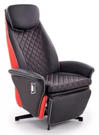 Fotele - Fotel wypoczynkowy z podnóżkiem ELIOR Jack, czarno-czerwony, 72x77x112 cm - miniaturka - grafika 1