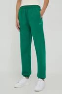 Spodnie damskie - Lacoste spodnie dresowe kolor zielony gładkie - miniaturka - grafika 1