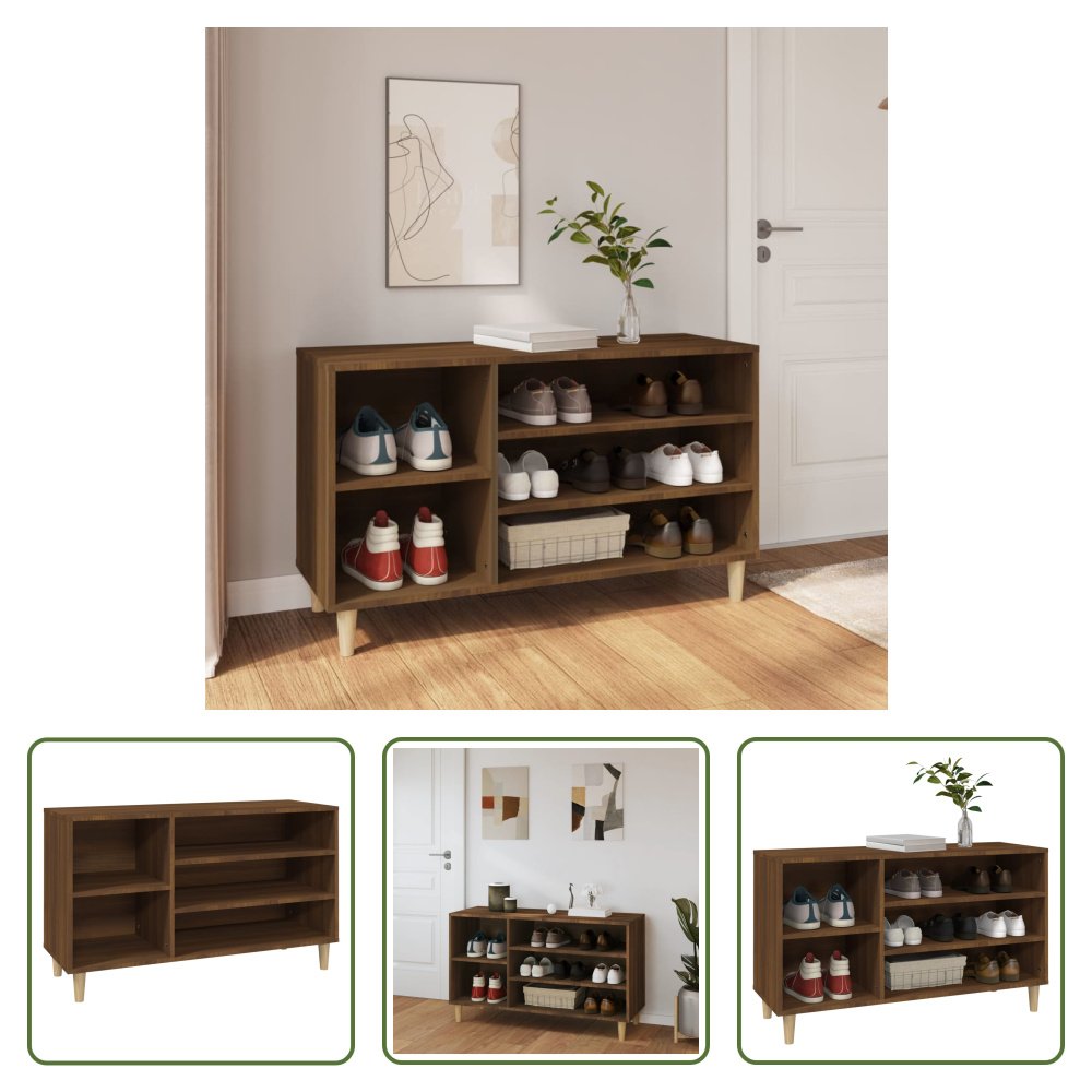 The Living Store Brązowy dębowy stojak na buty 102x36x60 cm materiał drewnopochodny